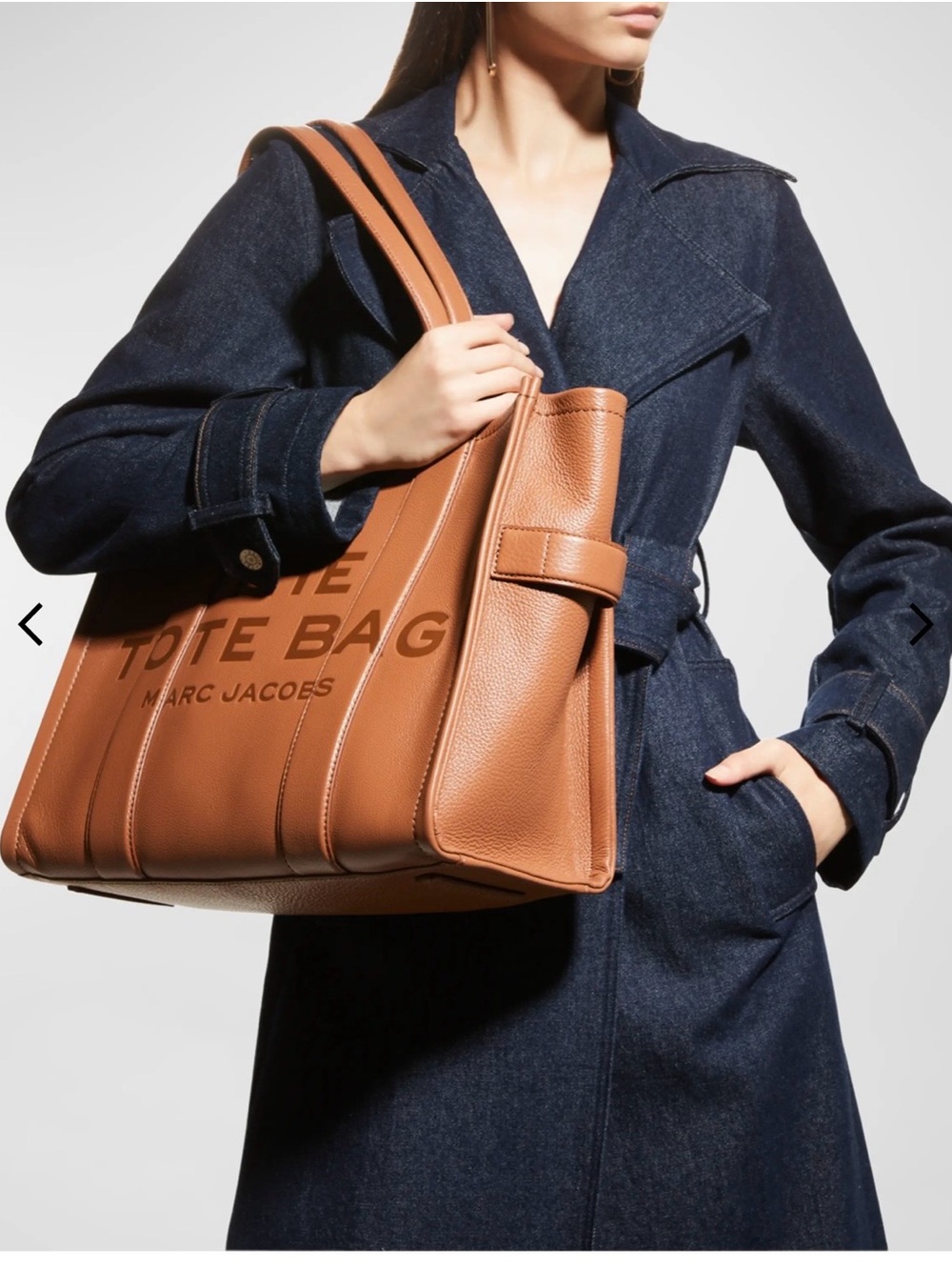 Marc Jacobs Cognac Aragan oil Leather Tote Bag with Logo